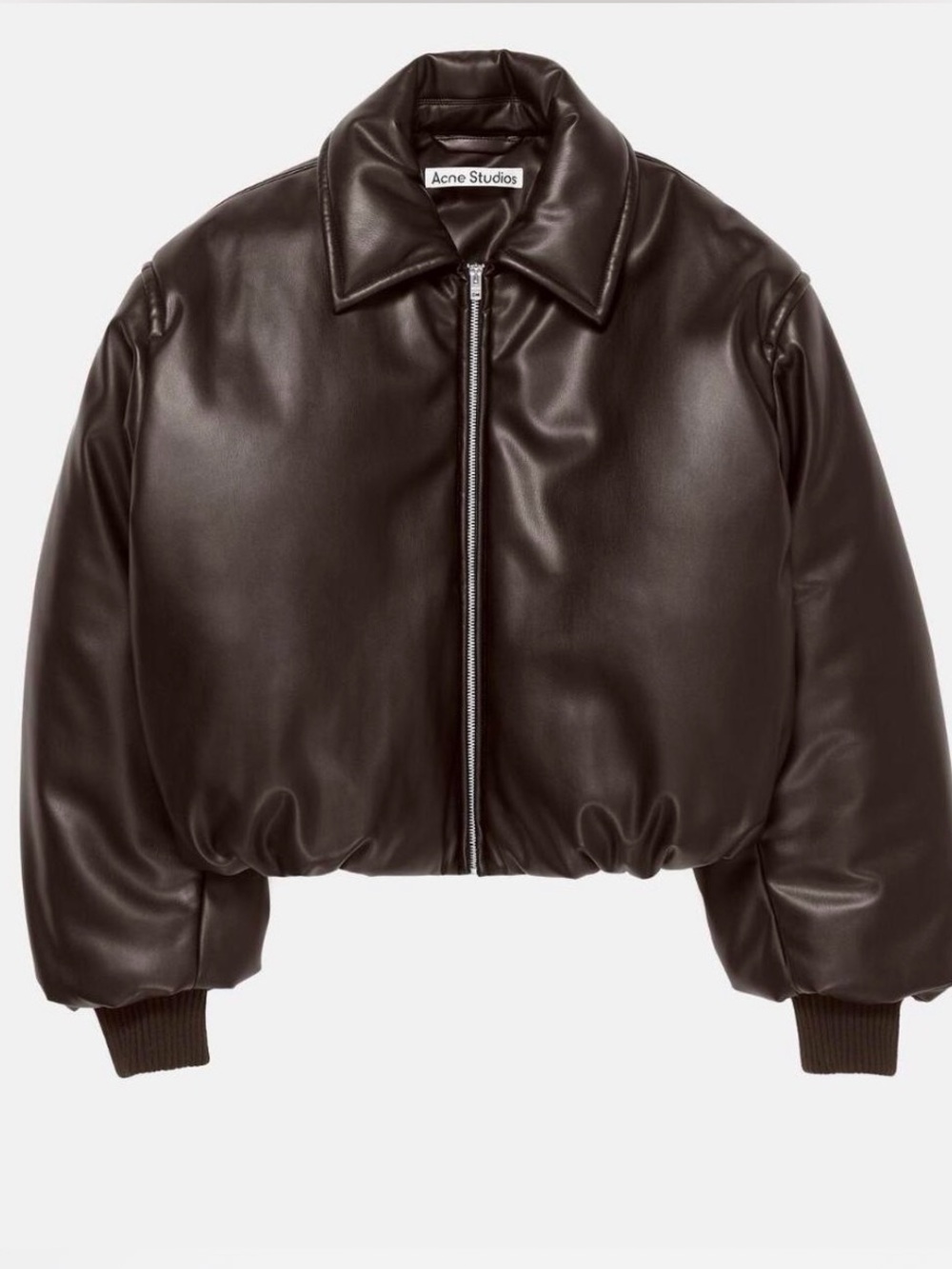 Acne Studios Dark Brown Puffer Leather Jacket - Picture 7 of 8